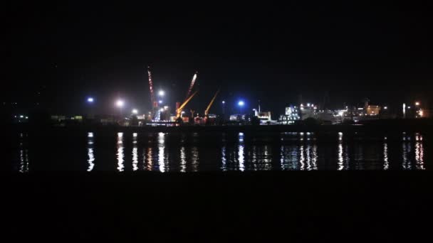 Seehafen der Nacht — Stockvideo