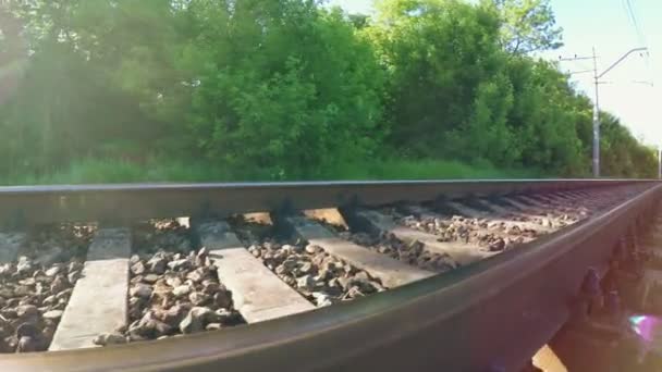 Железнодорожные пути на природе — стоковое видео