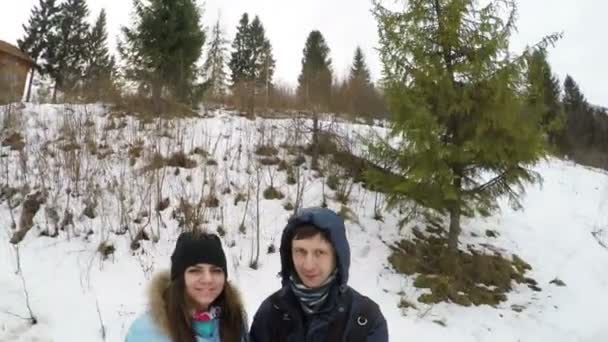 Zelf bergen winter — Stockvideo