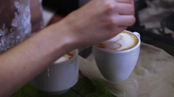 Kahve barista eğitim yapma — Stok video