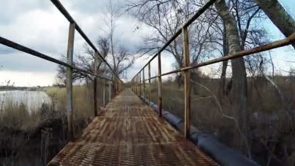 Brücke über den Fluss — Stockvideo