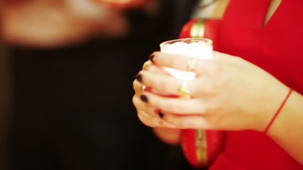 Wedding candles in hands — Stock Video