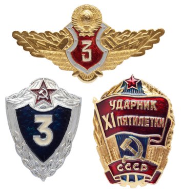 Sovyet askeri ve emek Icon set. Xi beş-y en iyi işçi