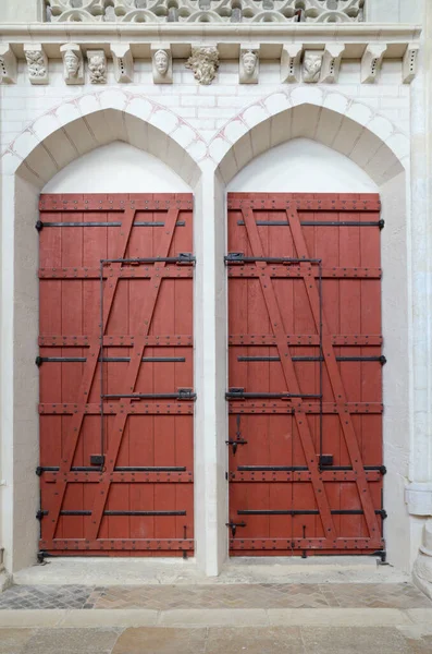 Krásné Červené Dveře Staré Historické Budovy Bordeaux Francie — Stock fotografie