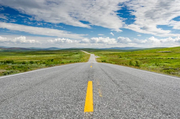 Asphalt Road Green Plains Norway Tundra Hammerfest — Stock Photo, Image