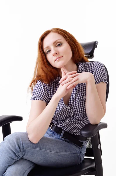 Cute woman in the chair — Stock Photo, Image