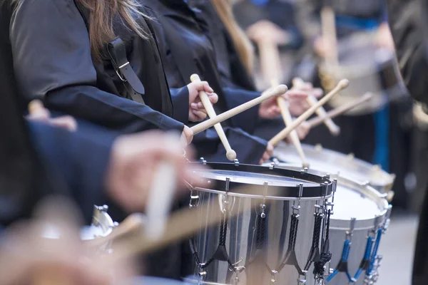 Closeup of people drumming Stock Photo