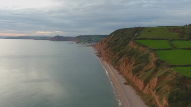 Kliffen Bij Sidmouth Devon Engeland Luchtfoto — Stockvideo