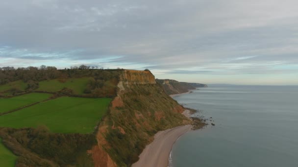 英格兰德文郡Sidmouth附近的悬崖 空中图像 — 图库视频影像