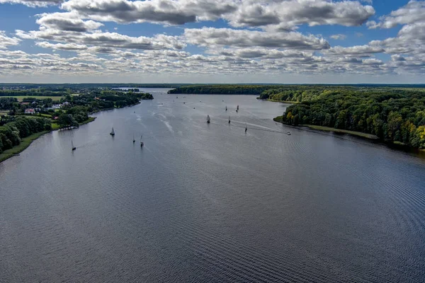波兰北部Jeziorak湖的空中景观 — 图库照片