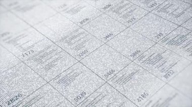 Soyut finansal harita geçmişi. Animasyon. Çalışan ve değişen namerzaklarla soyut monokrom grafikleri, ekonomik rapor konsepti, tahminler, kusursuz döngü.