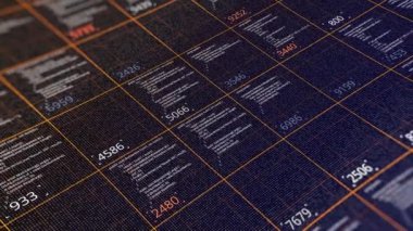 Soyut programlama kodu, teknolojik geçmiş. Animasyon. Büyük veri bağlantısını gösteren yazılım geliştirme ve akan bilgisayar betiği grafiği.