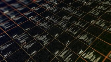 Dijital kod ve veri ile ileri teknoloji grafik arayüzü. Animasyon. Otomatik programlama kodunun soyut çizelgesi, yapay zeka kavramı.