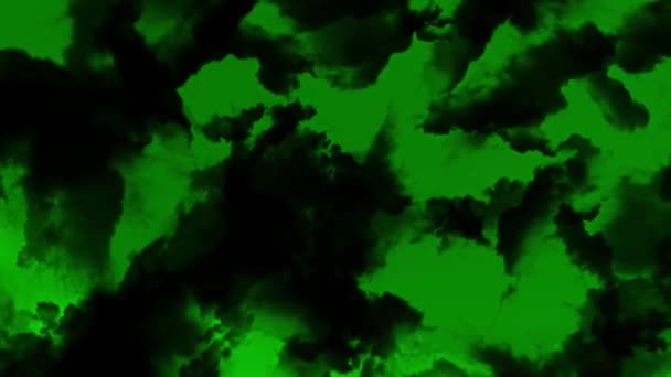 Nuvens negras no fundo colorido céu estrelado. Animação. Abstrato bombeamento céu com passando nuvens negras no fundo do céu verde. Estrelas no céu verde com nuvens — Vídeo de Stock
