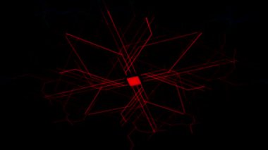 Nano çip devre kartı, mikro elektronları dijital cihazda hızlı hareket eden modern teknoloji. Animasyon. Veri akış çizgileri şeklinde hareket eder.