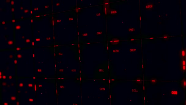 Fondo de datos futuristas abstractos, código variable en color rojo, movimiento de elementos gráficos. Animación. Visualización de la inteligencia artificial y las tecnologías del futuro. — Vídeo de stock