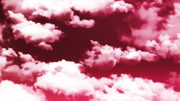 Absztrakt puffadt bolyhos gyönyörű rózsaszín felhők sötét rózsaszín ég háttér. Animáció. A felhők lassú mozgása a mesebeli sötét égen, zökkenőmentes hurok.
