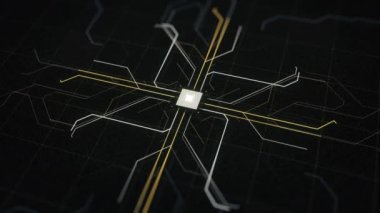 Gelecekteki yapay zekanın dijitalleştirilmesi. Animasyon. Makine öğreniminin renkli görselleştirilmesi, bilgisayar teknolojisi kavramı.