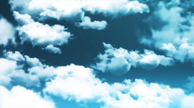 Peri masalından sihirli günbatımı gökyüzü parlayan yıldızların arka planında, kusursuz bir döngü. Animasyon. Güzel beyaz bulutlar soyut mavi gökyüzünde yavaşça akıyor..