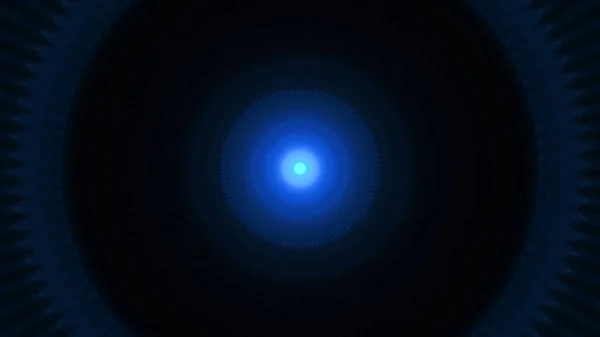 中心点から放出される青色のパワーとエネルギーを抽象化する。アニメーション。中央から差し込む明るい光の輪が横に広がり、シームレスなループ. — ストック写真