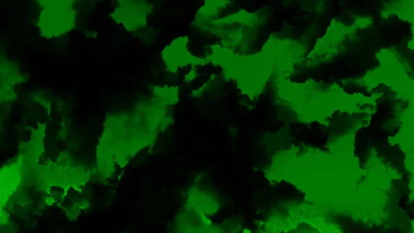Black clouds on background colored starry sky. Animation. Abstract pumping sky with passing black clouds on green sky background. Stars in green sky with clouds