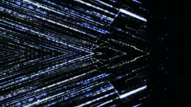Parlak çizgiler ok şeklinde hareket eder. Animasyon. Parlak siber uzay çizgileri açı oluşturur. Çizgiler hiper uzayda hareket ederek siber uzayda parlayan akışı oluşturur