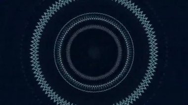 Parlak, yanıp sönen halkaları ve kusursuz döngüsü olan soyut bir koridor. Medya. Parlak daireler siyah arkaplanda bir huni oluşturuyor, kusursuz döngü.