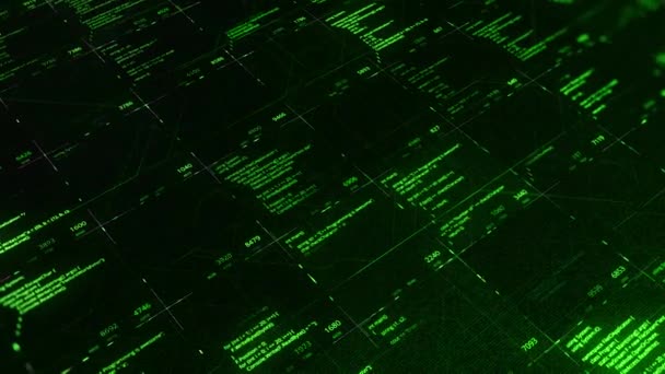 Ändern der Programmcodes in der Matrix. Animation. Quellcodes in der Software-Zelle der Matrix. Viele Programmcodes und Tasten ändern sich im digitalen Computerraum — Stockvideo