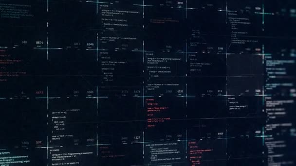 Hacker ataque através da rede, escrevendo um código especial em uma tela de computador preto. Animação. Dados abstratos bits fluxo de fundo, loop sem costura. — Vídeo de Stock