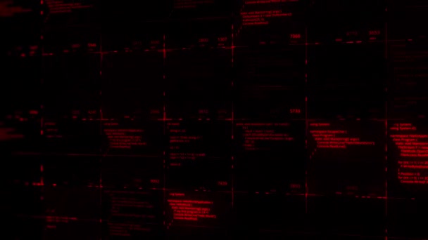 黒の背景に抽象的な現代の仮想コンピュータスクリプト,シームレスなループ.アニメーション。デスクトップ画面上のソフトウェア開発者プログラマーの仕事,サイバー空間の現実の概念. — ストック動画