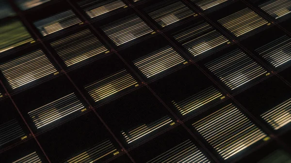 En instrumentpanel av en volym equalizer mot en svart techno grid bakgrund. Animering. Abstrakt panel med rader av förändrade digitala data om ljudnivå, sömlös loop. — Stockfoto