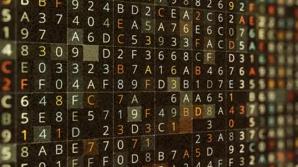 Rows of changing symbols, hacking a password on black background, seamless  loop. Animation. Abstract moving random letters, numbers associated with  cyber attack on a panoramic view of squared pattern. — Stock Video ©