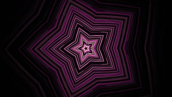 Abstract purple pulsating star on black background, seamless loop. Animation. Festive pattern with kaleidoscopic five pointed star as a symbol of Christmas and New Year holidays. — Stock Photo, Image