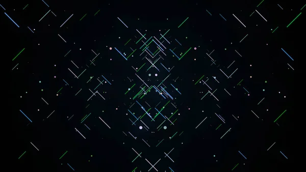 Ιστορικό γεωμετρικού μοτίβου πολύχρωμων γραμμών. Πολύχρωμες γραμμές κινούνται αργά δημιουργώντας αφηρημένο γεωμετρικό μοτίβο. Μοτίβο αργής κίνησης εγκεφαλικών επεισοδίων σε μαύρο φόντο — Φωτογραφία Αρχείου