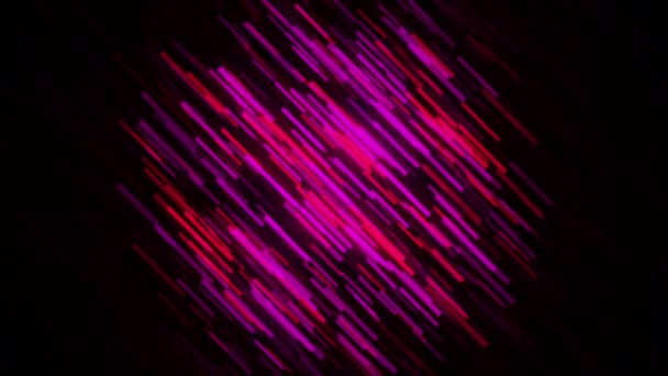 Abstract animation of multicolored stripes flying up and down diagonally on black background. Animation. Round shaped cloud of many bright lines, seamless loop. — Stock Video