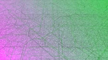 Hareket eden bilgisayar çipli diyagram. Animasyon. Hareketli çizgiler oluşturan diyagramı olan çok renkli teknolojik arka plan. Çizgiler şematik olarak hareket ediyor