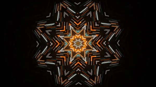 장식적으로 빛나는 빛나는 별, 칼 리도 스코프 종족의 사이키델릭 패턴. 미디어. 성탄절 화려 한 별, 솔기없는 고리로 이루어진 험난 한 배경. — 스톡 사진