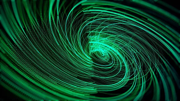 Trilhas estelares no espaço exterior em movimento sem costura. Animação. Chuva de meteoro digital abstrata circulando, formando um vórtice em cores verde e marrom. — Fotografia de Stock