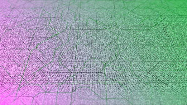 Diagram mozgó vonalak számítógépes chip. Animáció. Sokszínű technológiai háttér mozgó vonalak alkotó diagram. Vázlatos mintában mozgó vonalak — Stock Fotó