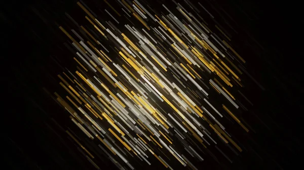 오디오 웨이브의 모션 그래픽스 및 시각화. 애니메이션. 추상적 인 회색과 노란색 최면적 인 이동 줄무늬는 검은 색 배경에서 고립 된 둥근 모양으로, 솔방울없는 고리 형태로 줄무늬를 이룬다. — 스톡 사진