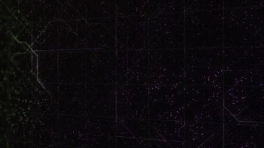 Gece yıldızlı gökyüzü, siyah arkaplandaki çizgilerin hareketi, kusursuz döngü. Animasyon. Astrolojik burç işaretlerinin görselleştirilmesi.