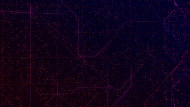 CPU veri işleme ile devre kartı deseni. Gelecekçi yapay zeka işlemcisi. Animasyon. Bilgisayar ve teknoloji geçmişi, kusursuz döngü.