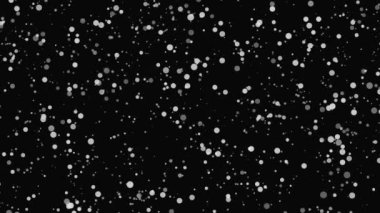 Beyaz noktalar siyah arka planda rastgele hareket eder. Animasyon. Siyah arkaplanda hareket eden beyaz noktalı güzel animasyon