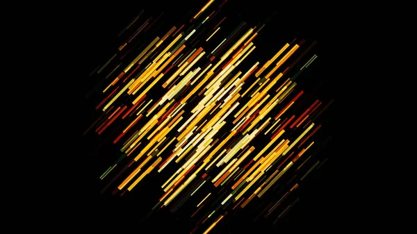 Visualización abstracta del sol en el espacio exterior. Animación. Movimiento lento de rayas doradas brillantes creando una esfera aislada sobre fondo negro. — Foto de Stock