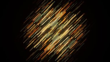 Güneşin dış uzayda soyut görüntüsü. Animasyon. Parlak altın çizgilerin yavaş hareketi siyah arkaplanda izole edilmiş bir küre yaratıyor.