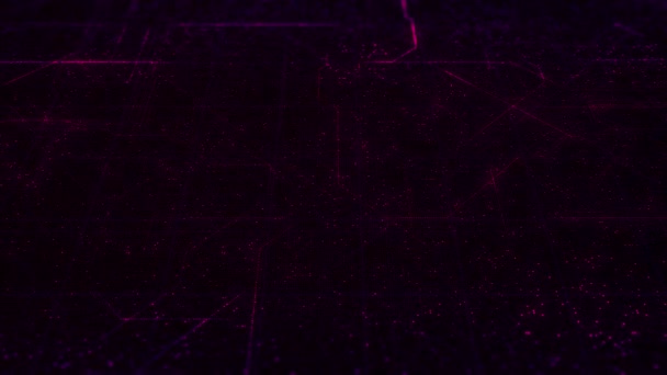 검은 배경에 있는 진한 핑크 색의 회로판 안에서 움직이는 줄무늬의 애니메이션. 애니메이션. 의사소통과 기술에 대한 개념. — 비디오