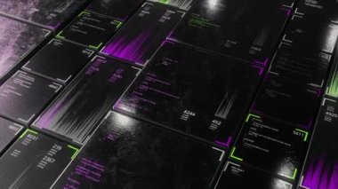 Hacker kod programlama süreci ekranları. Animasyon. Dijital güvenlik ve programlama dili kavramı, kusursuz döngü.