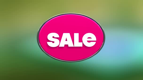 Αφηρημένη ροζ πινακίδα με λευκή λέξη πώληση στη μία πλευρά και 1 δολάριο στην άλλη πλευρά. Μέσα ενημέρωσης. Έννοια της φθηνής online ψώνια, τελική πώληση. — Αρχείο Βίντεο