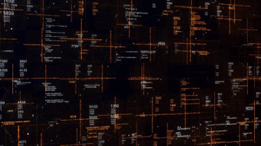 Şifreli para birimi verisi çevrimiçi değişen tablo. Animasyon. Siyah arkaplan, pürüzsüz döngü üzerine ethereum borsa grafiği.