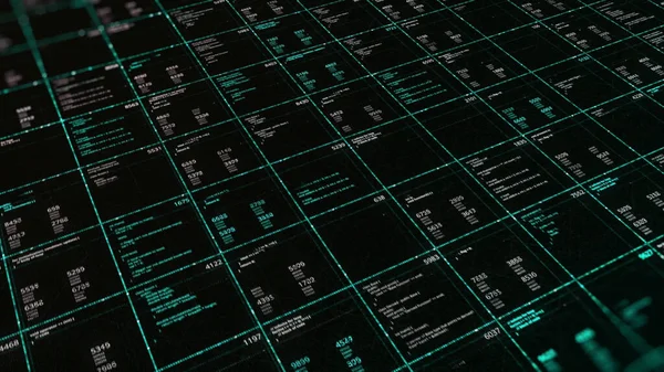 Informe de datos digitales abstractos de una empresa, bucle sin fisuras. Animación. Estadísticas, datos del mercado financiero, análisis e informes, números y gráficos en color verde sobre fondo negro. —  Fotos de Stock